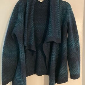Coldwater Creek Blue green Cardigan with Draped Collar, size 16